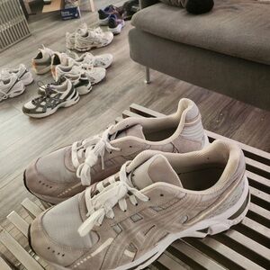 Asics Beige and White Running Shoes